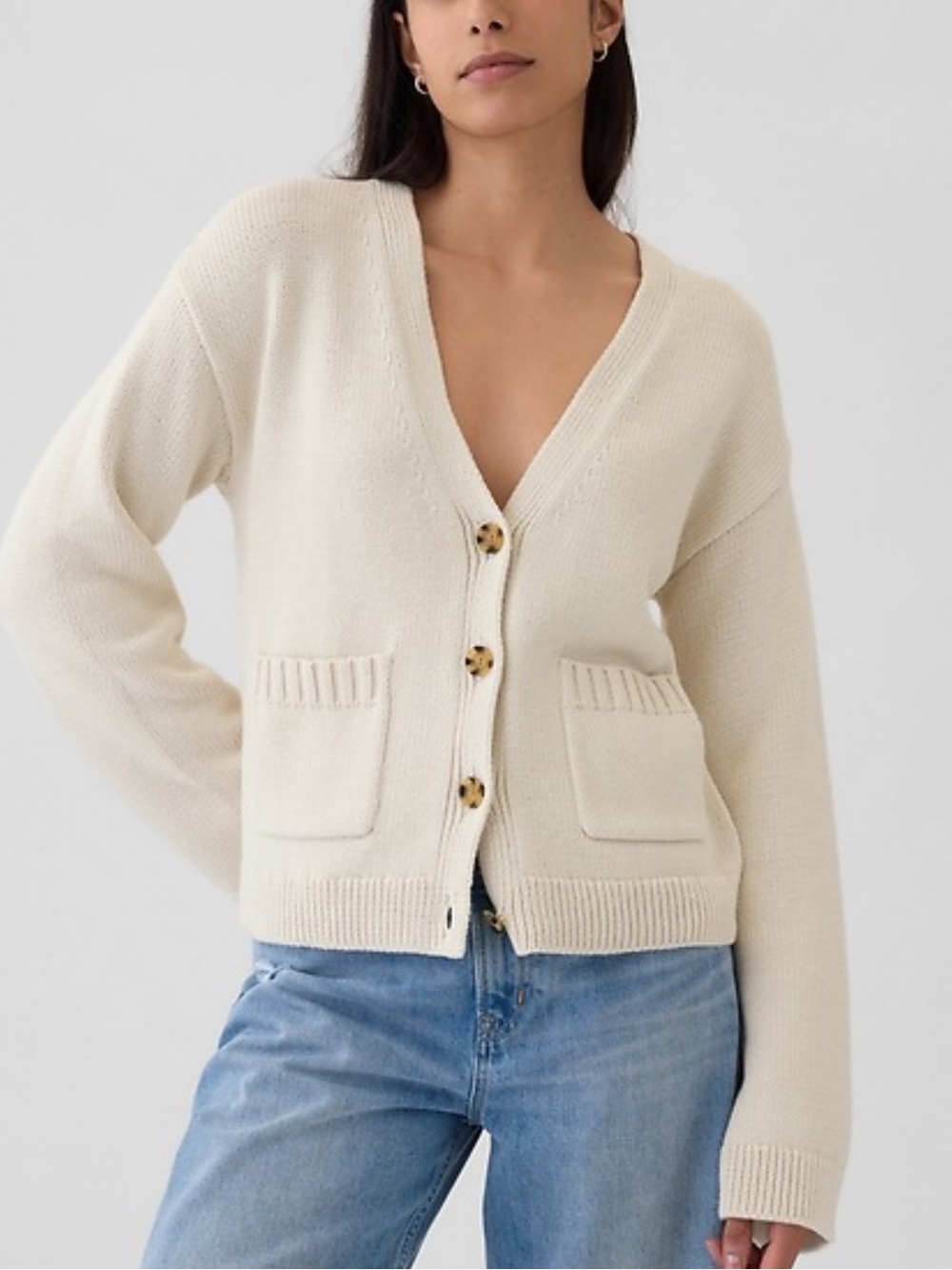 GAP Pocket Cream Cardigan Sweater Size XS